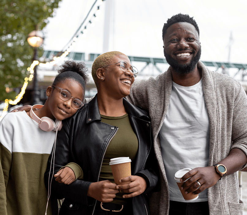 Happy people with coffee