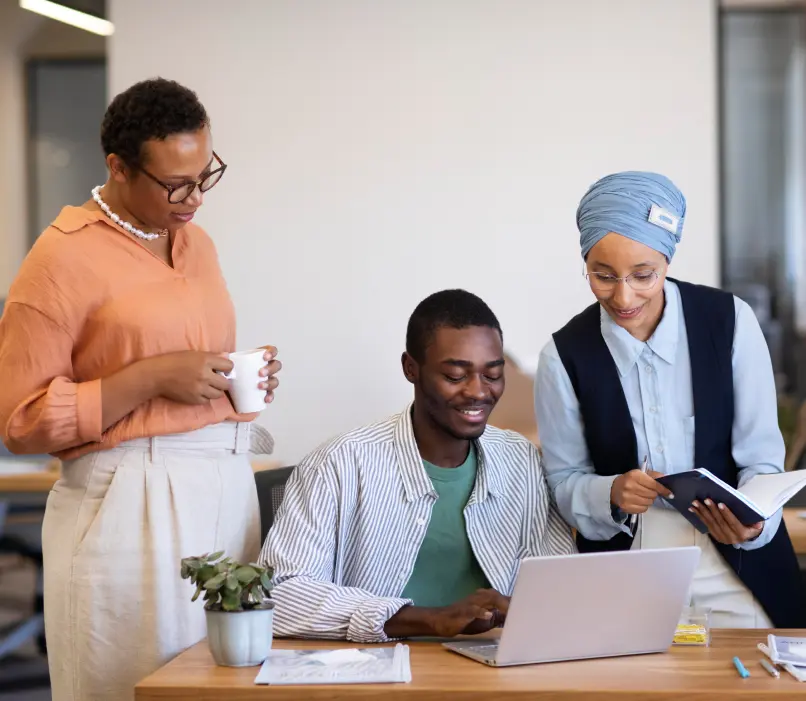 Financial advisors working with client